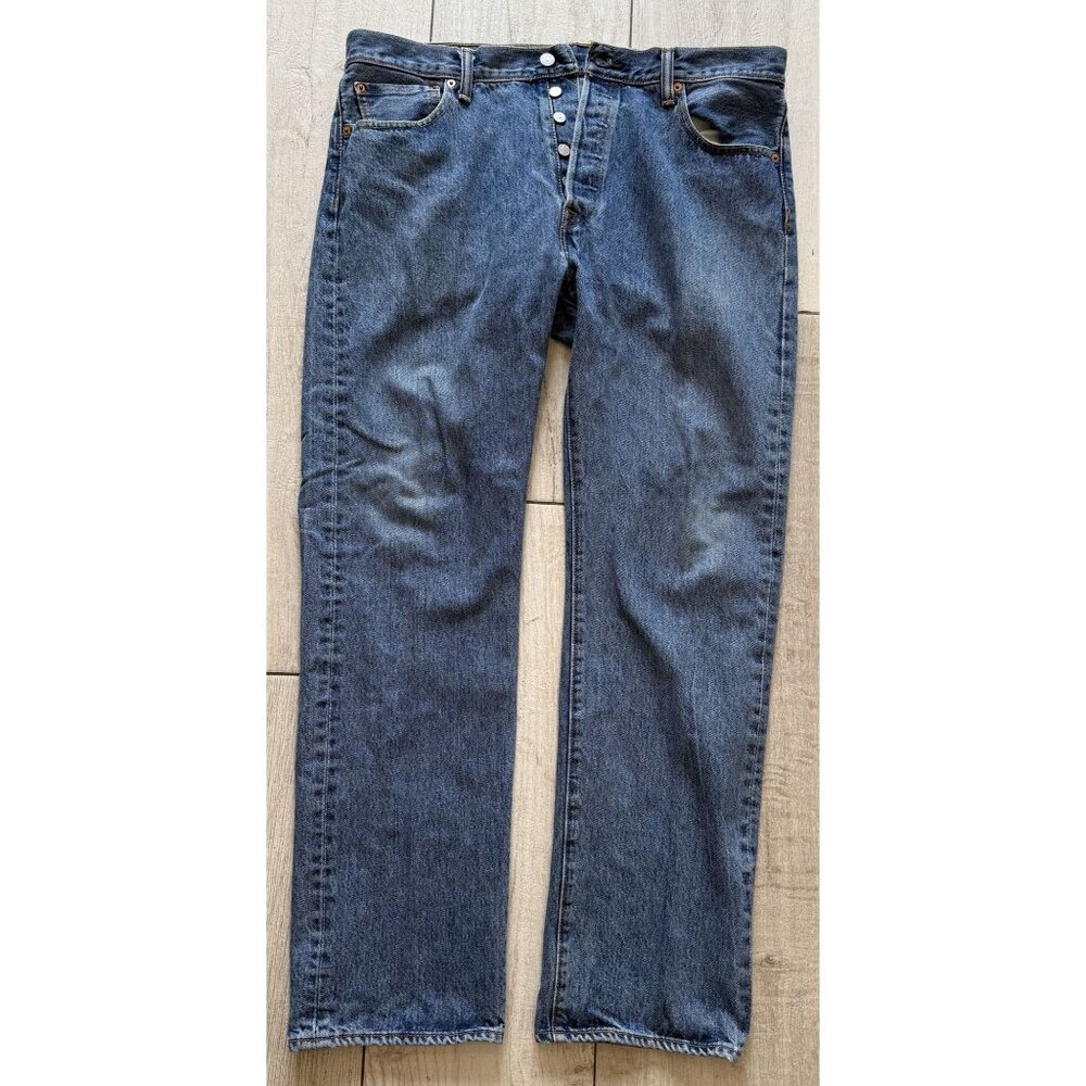 Levis 501 Mens Jeans W36 L32 Button Fly Straight Leg Denim Blue Casual